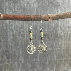 Bohemian Round Beaded Pendant Earrings Vintage