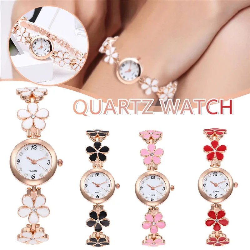 Luxury Rhinestone Flower Bracelet Watch