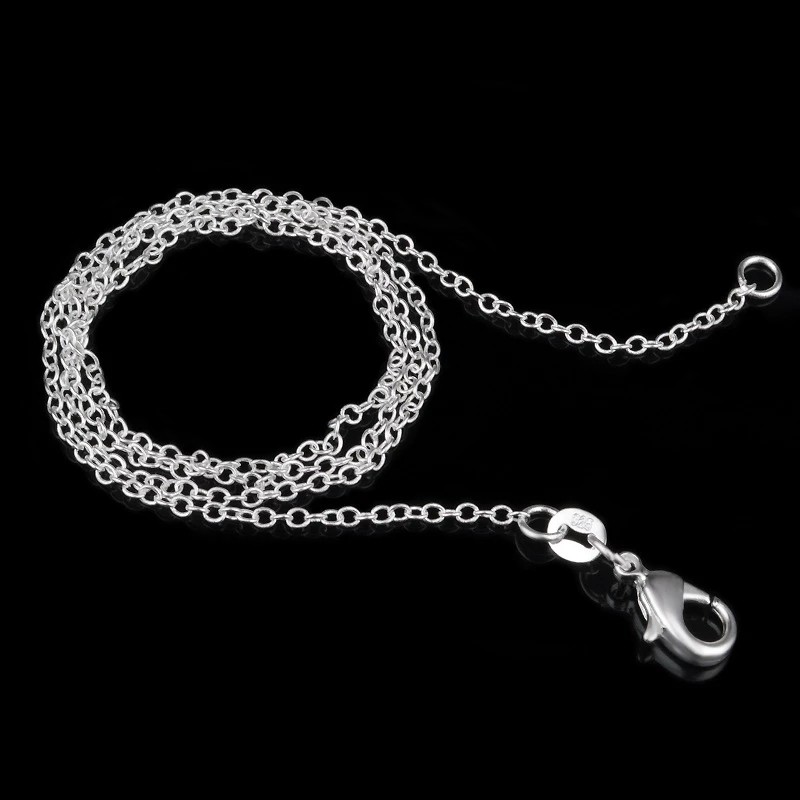 925 Sterling Silver Charms 1MM Circle Chain Necklace