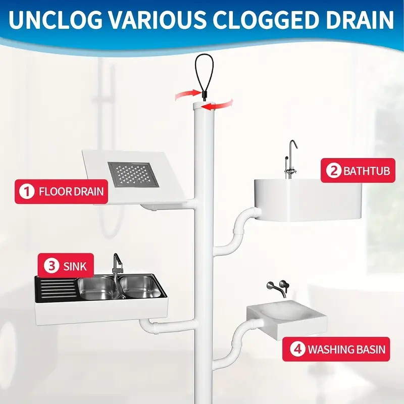 3pcs Extra Long Stainless Steel Drain Clog Remover Hook