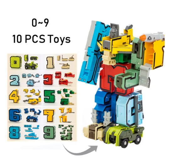 Assembling Building Blocks Educational Toys Assembling Action Figure Transformation Number Robot Deformation Robot Toy for Kids