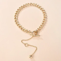 Gold long pendant necklace