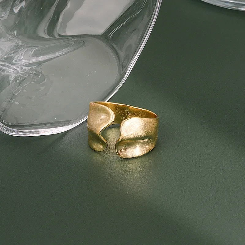 Irregular Brushed Wide Face Ring For Women