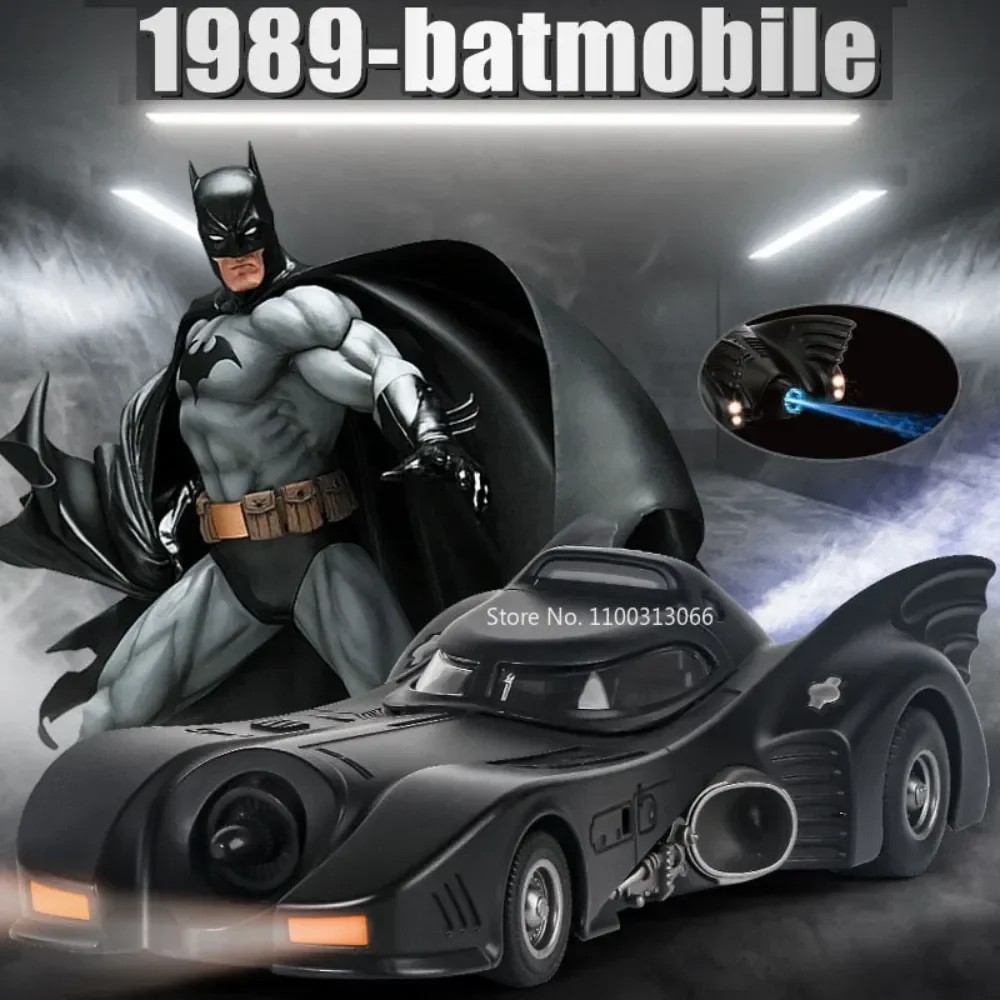 1/24 1989 Batmobile Alloy Car Model Metal Diecast Simulation Vehicle with Light and Sound