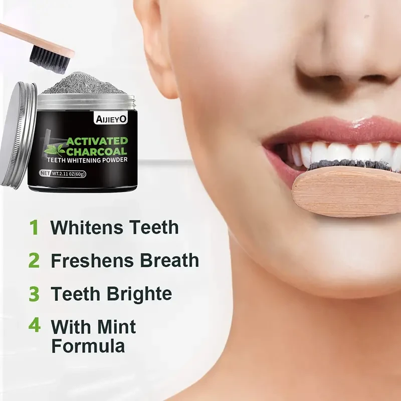 Charcoal Teeth Whitening Powder Freshens Breath