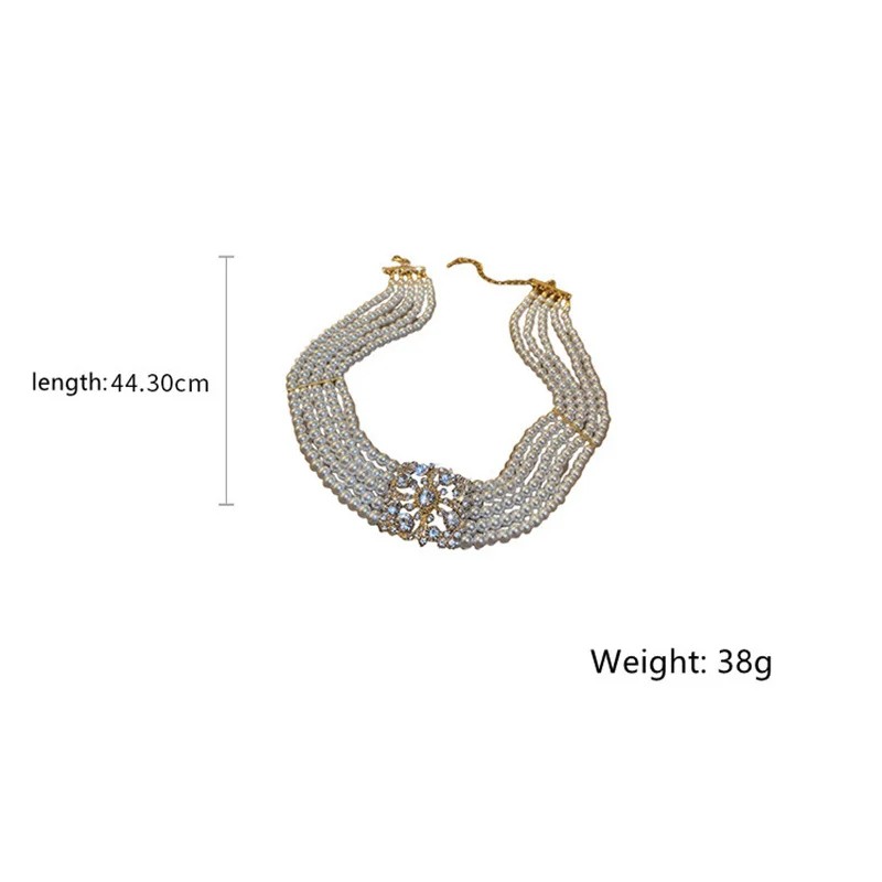 FYUAN Korean Style Multilayer Pearl Choker Necklace