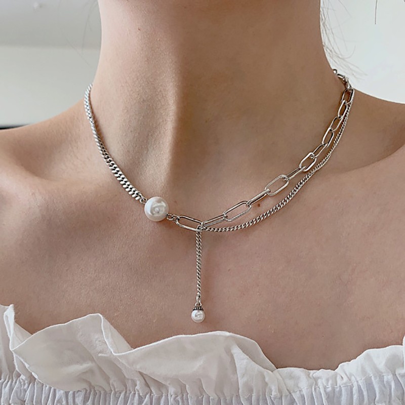 FOXANRY Double-Layered Pearl Necklace
