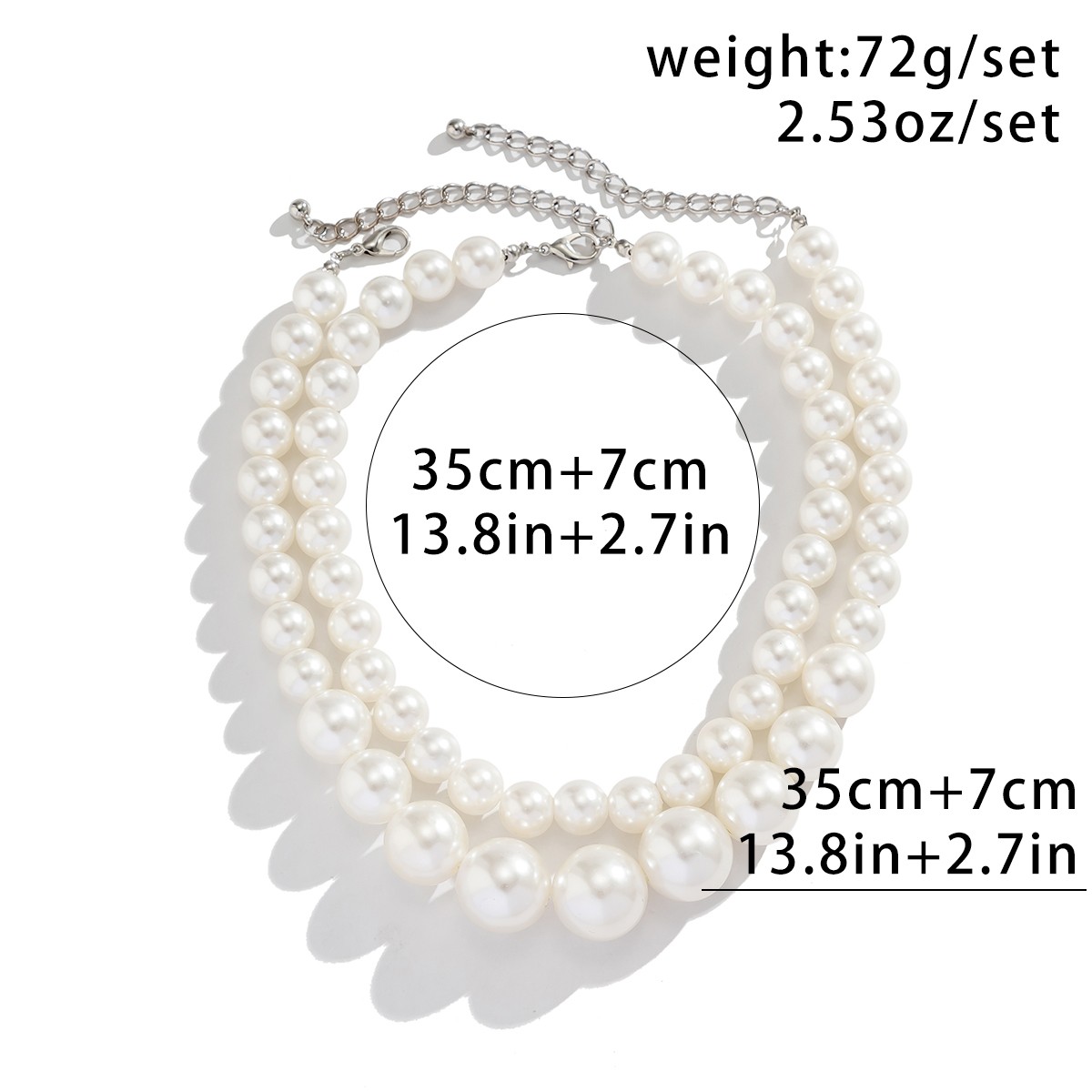 IngeSight.Z Elegant 2pcs Imitation Pearl Beaded Choker Necklace Set