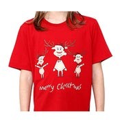 Kids Christmas T Shirt 100% Cotton Tee - Gnomies A (Red)