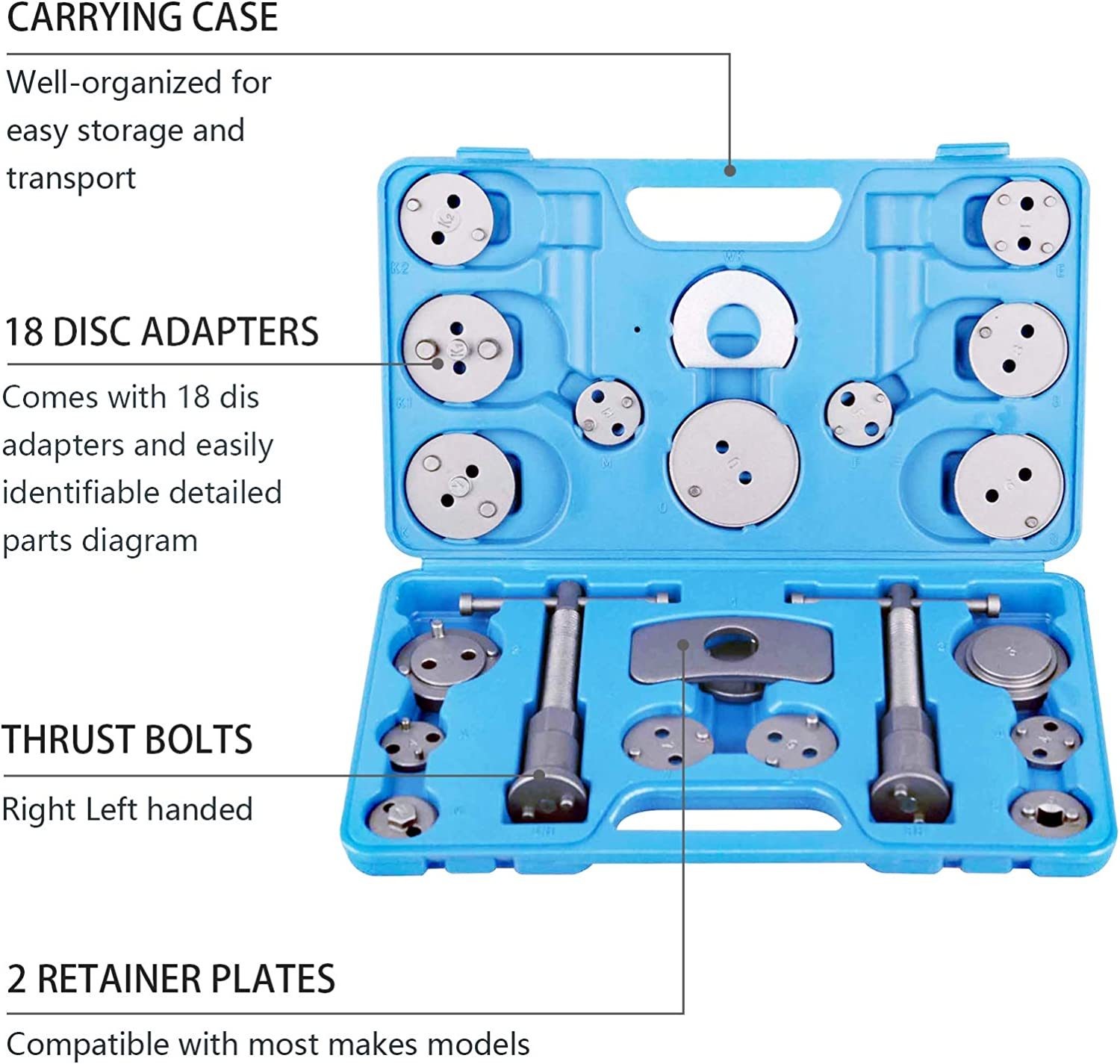 22pc Disc Brake Caliper Piston Rewind Tool Kit Set