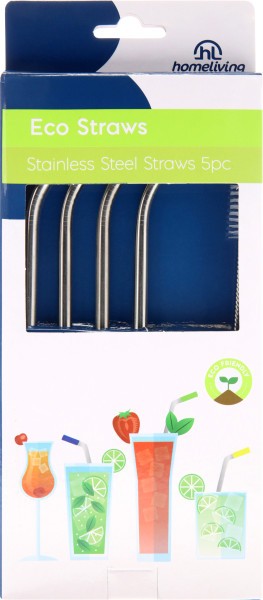 Stainless Steel Drinking Straws 5pc - Homeliving