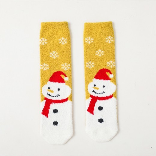 New Baby Christmas Cartoon Coral Velvet Stockings