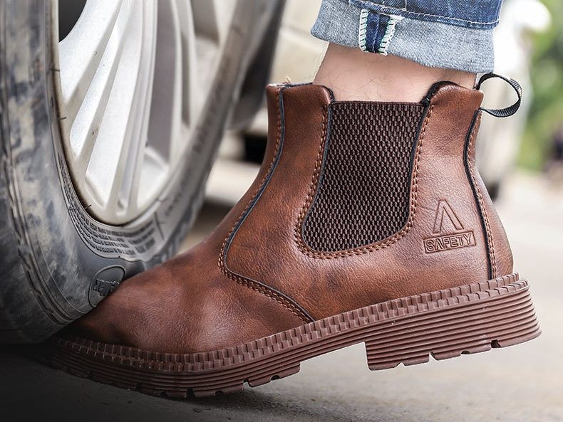 Women Steel Cap Work Boots Slip On Safety Oiled Leather Puncture Proof size 8-13