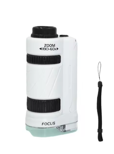 Kids Science Stem Toy Handheld Microscope Kit 60-180x Education Biological Pocket Microscope with LED Light Outdoor Children Toy