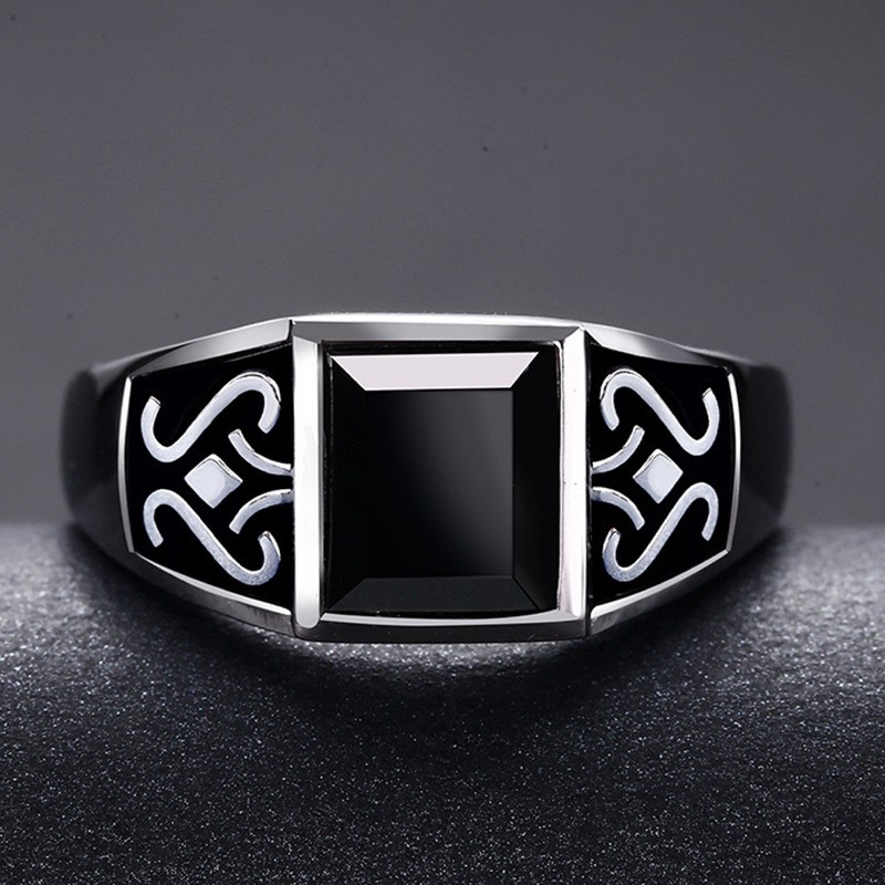 Men's Trendy Obsidian Domineering Ring Ring