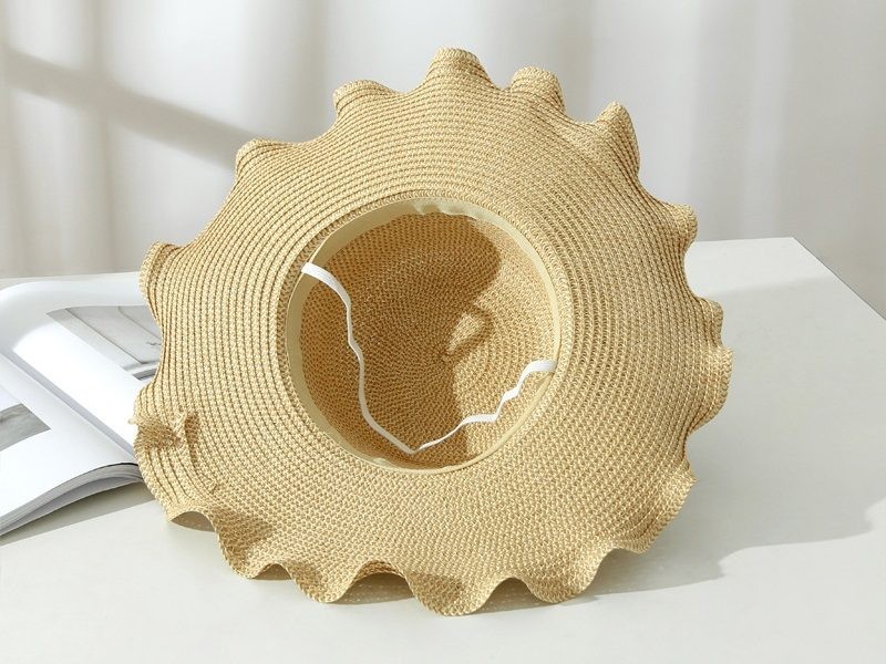 Brown - Women Lady Sun Straw Hat Wide Brim Floppy Derby Summer Beach Cap