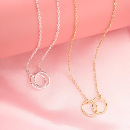 Women's Necklace Alloy Copper Ring Pendant Lock Bone Chain