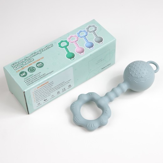 Baby Teether Silicone Rattle Can Make Sound Teether Toys Baby Teether Stick Handbell