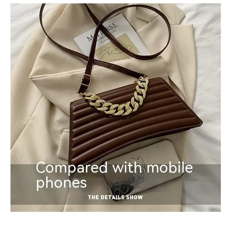 Indentation Plaid Chain Portable Shoulder Bag Red Bridal Bag Women