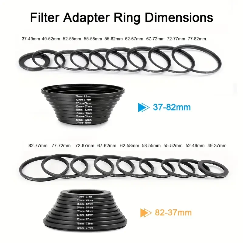 18pcs Lens Filter Adapter Ring Kit