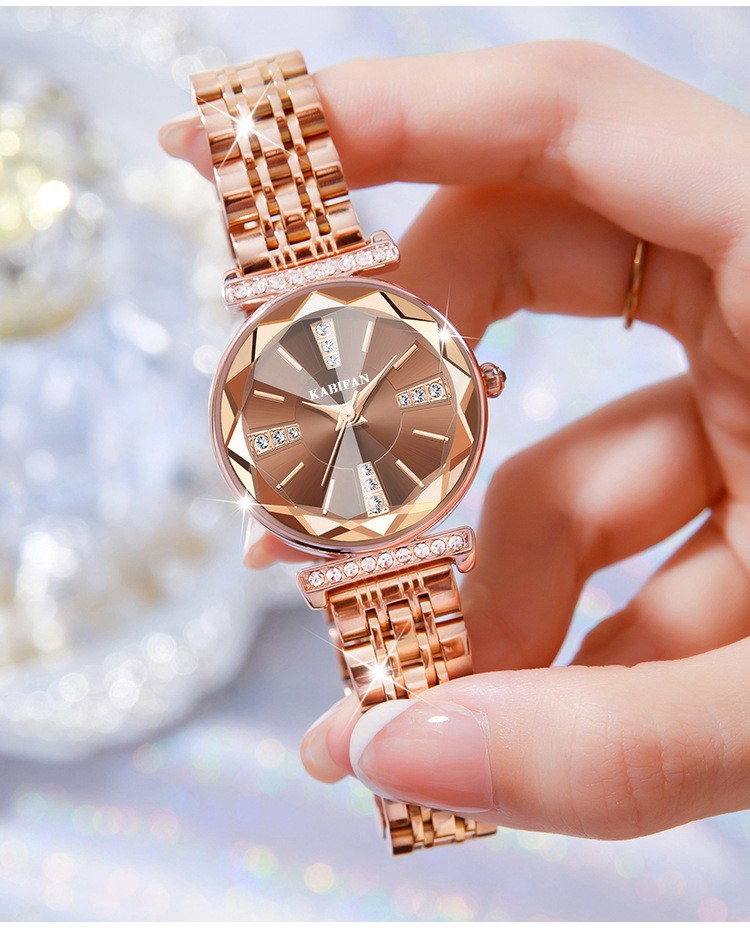 Women's Diamond Mirror Fashion Waterproof Steel Watch