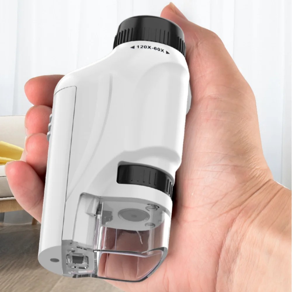 Microscope 60-120x Lab Handheld Microscope Battery Powered Microscope With LED Light Kids Science Microscope Pocket Microscope For Kids, Portable Handheld Mini Microscope Toy
