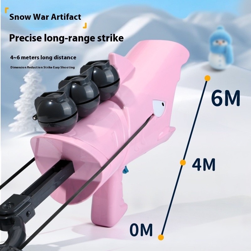 Children's Outdoor Snow Shark Cute Cartoon Snowball Gun Launcher Clip Fight Toy