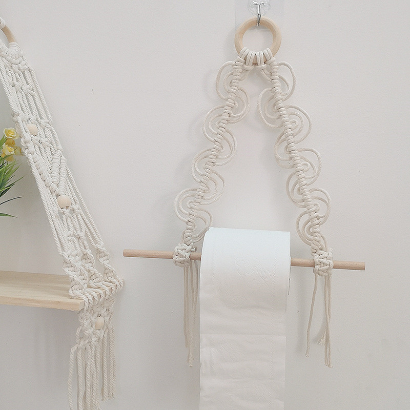 Nordic Style Woven Tapestry Paper Towel Rack Storage Rack
