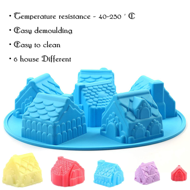 Silicone 3D Christmas Gingerbread House Cake Mold Chocolate For Houses Baking Tools Decorating Cookie Bakeware Mould
