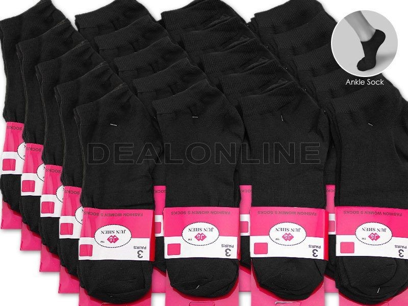 (60 Pairs) Ankle Socks - Black