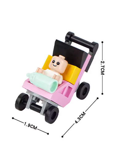 MOC City Series Baby Figure brick Crib Carriage Stroller Furniture Compatible Action Figure Building Block Toy for Children Gift