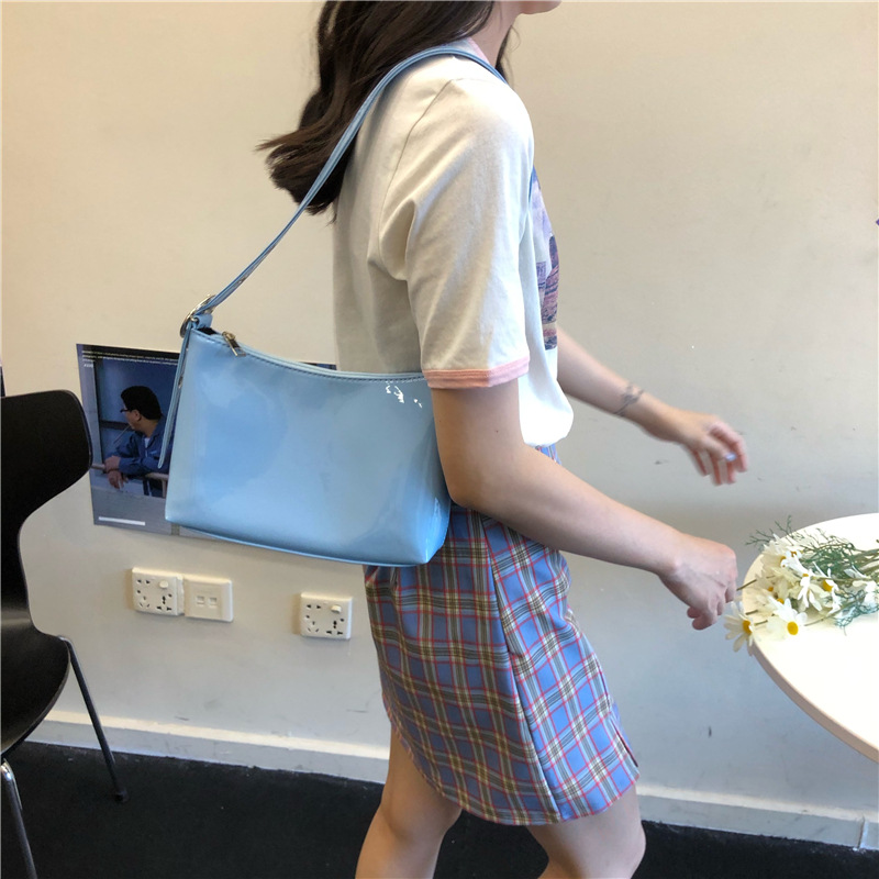 New trend new color patent leather shoulder bag