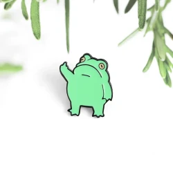 Cartoon Funny Creative Vertical Middle Finger Frog Alloy Brooch, Drip Paint Enamel Middle Finger Frog Brooch Accessories