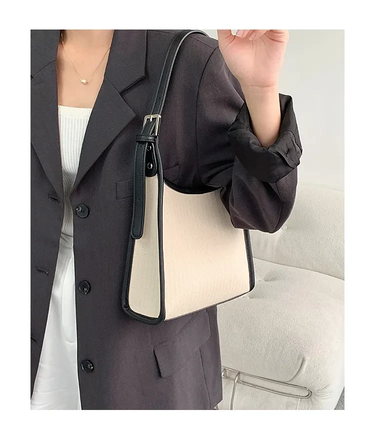 Female Summer New Stitching Shoulder Handbag Fashion All-match Niche High Sense Underarm Bag