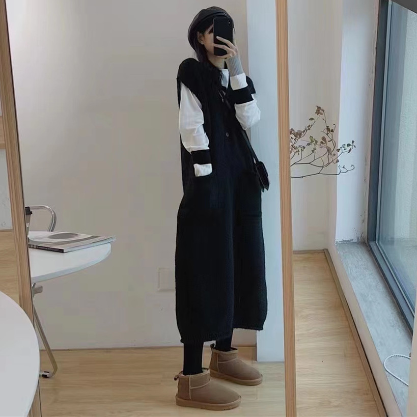 Autumn And Winter Loose Cold Wind Sweater And Sleeveless Dress