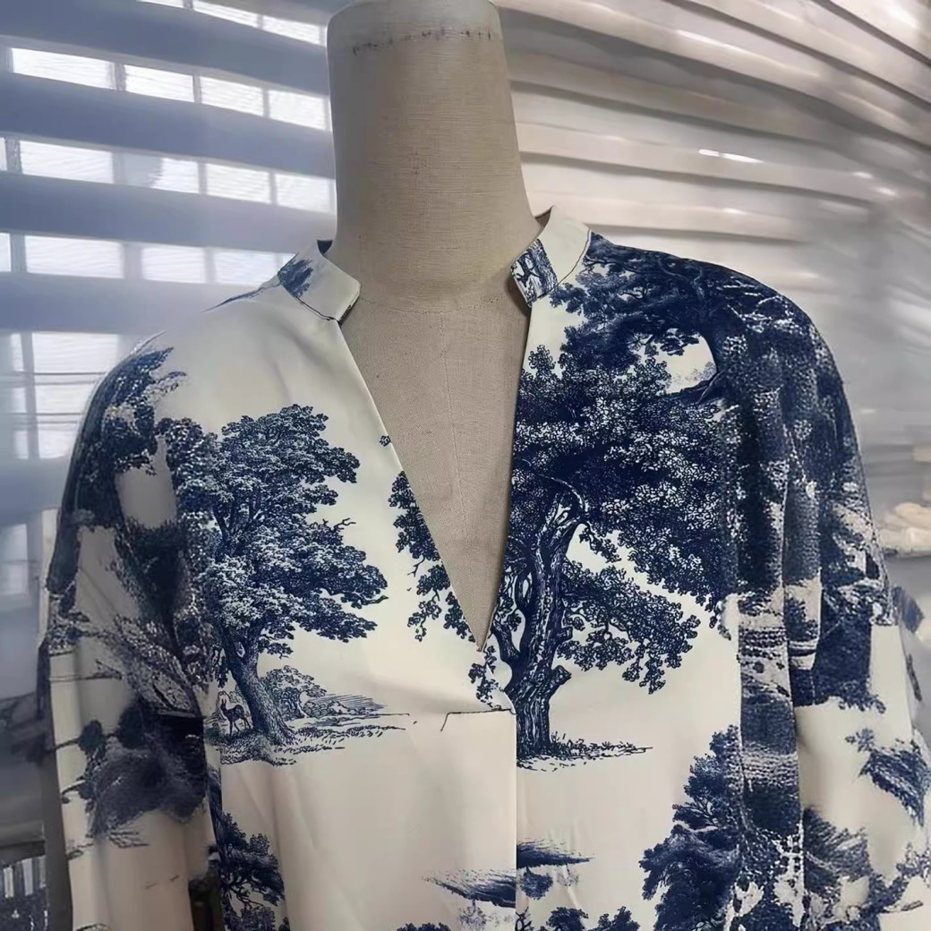 Women's Digital Printing Loose V-neck Dress