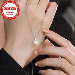 Elegant 925 Sterling Silver Necklace with Shell Pearl Pendant - Perfect Gift for Her, Luxurious & Versatile Jewelry, Luxury Style, Holiday Theme