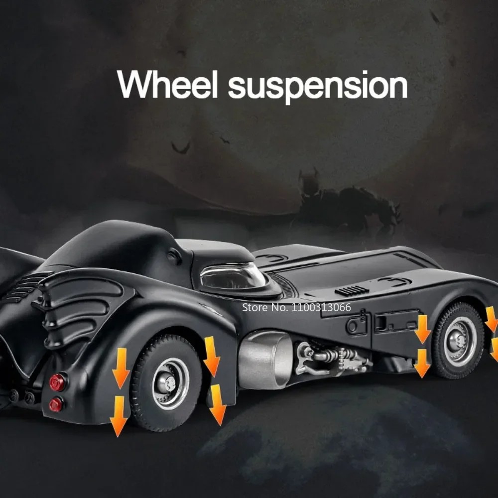 1/24 1989 Batmobile Alloy Car Model - Simulation Metal Diecast Toy Vehicle with Light and Sound