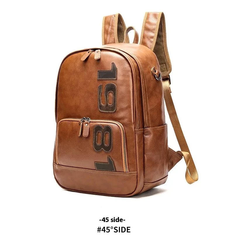 Leather Backpack Large Capacity First Layer Cowhide Leisure Travel Backpack High Sense