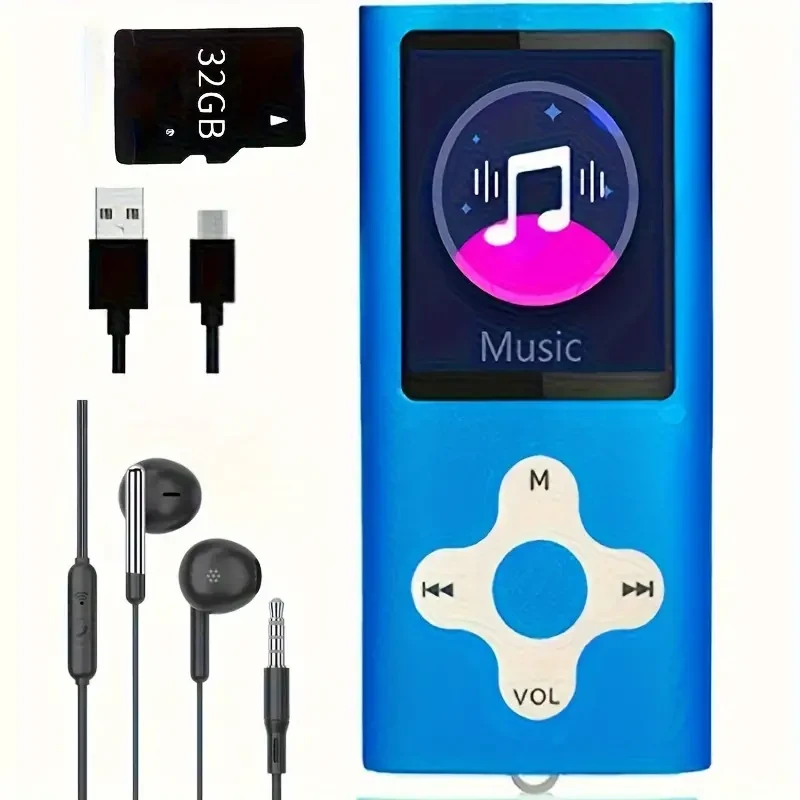 A Portable Music And Video Player With 32GB Internal Memory, Comes With Earphones And Data Cable, Suitable For Outdoor Activities And Travel. It Supports Music Playback, Image Viewing, FM Radio, Recording, E-books, And Other Functions.