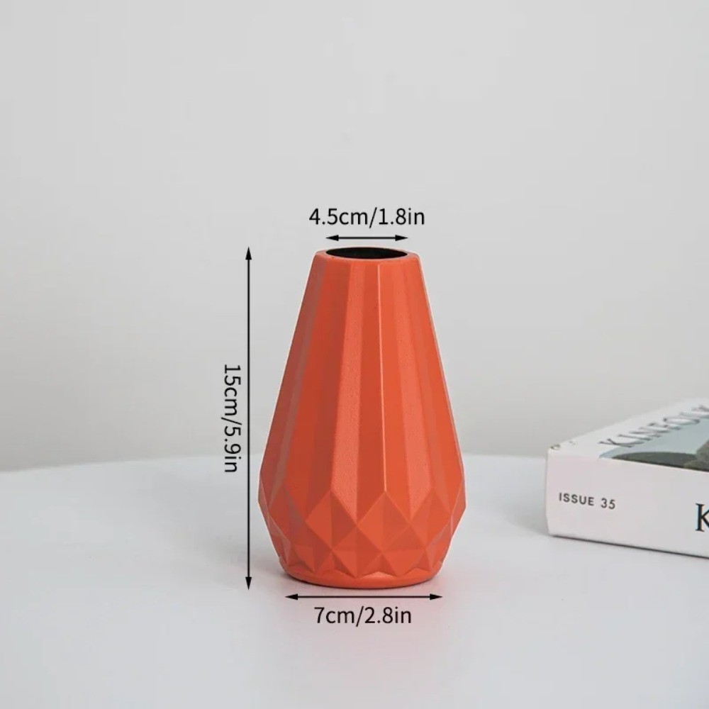 Diamond Shaped Flower Vase - Fashion Imitation Ceramic Plastic Flower Pot, Nordic Style Modern Flower Arrangement for Living Room