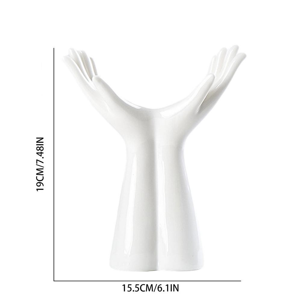 Nordic Style Ceramic Hand Vase - Modern Creative Flower Arrangement Vase for Home, Office, Desktop, and Living Room Decor