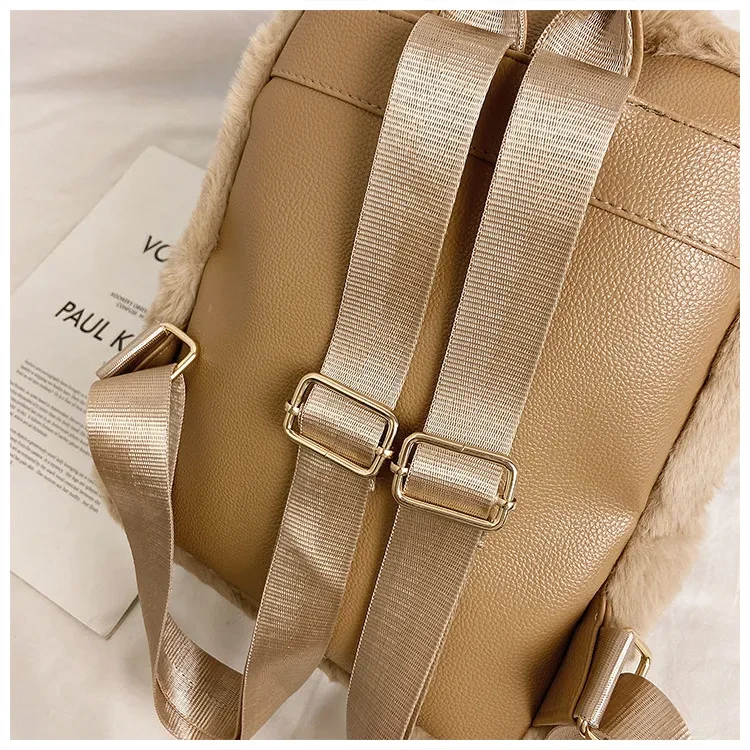 Women's Fashion Plush Cute Rabbit Ears Backpack