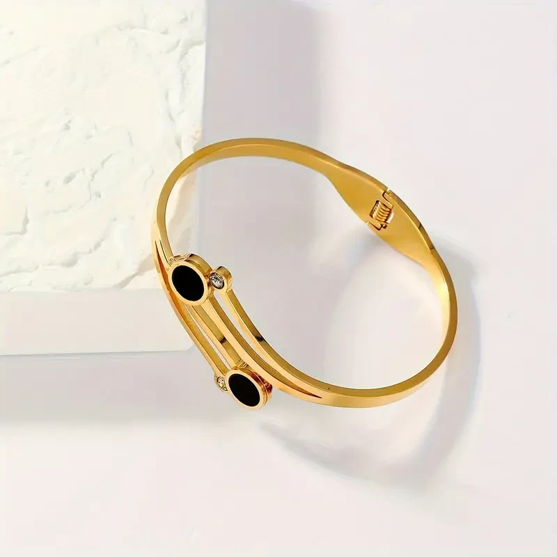 Stainless Steel Round Shell Buckle Bracelet Bangle