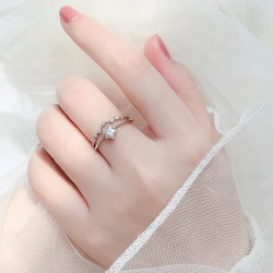 Elegant Adjustable Open Ring for Women | Double Layered Star Design with Cubic Zirconia | Daily Wear & Special Occasion Jewelry