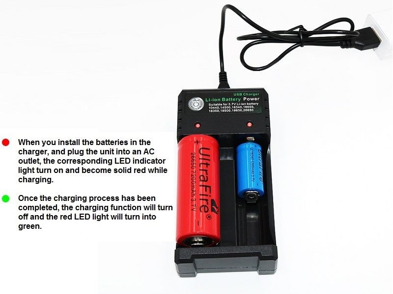 USB Charger for 18650 Rechargeable Battery 2 Slot