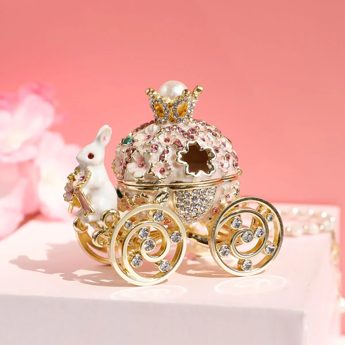 Creative Princess Carriage Cherry And Bunny Ornament Storage Box