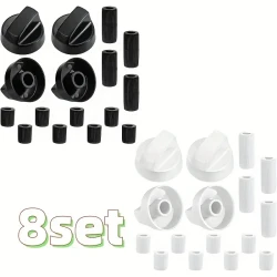 4pcs Black & 4pcs White Control Knobs with 12 Adapters Each