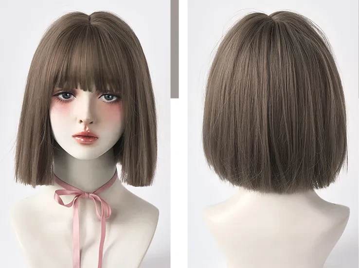 Wig Female Short Hair New Style Net Red Round Face Short Wig Set