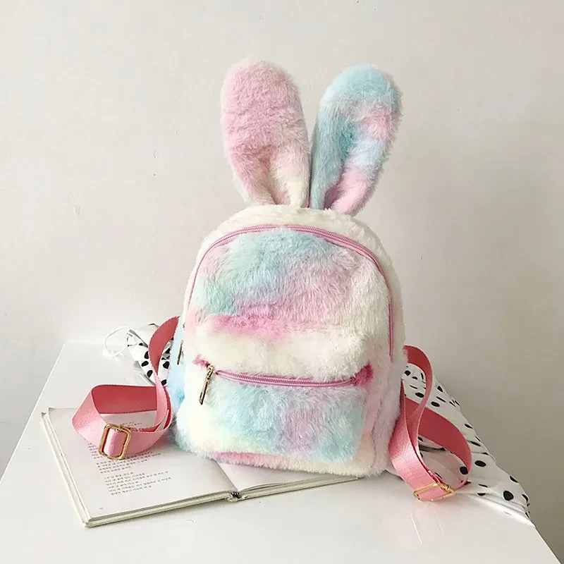 New Style Plush Bunny Ears Backpack Female